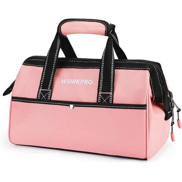 13-Inch Tool Bag, Pink Soft Cloth Tool Storage Bags, Wide Mouth Tool - Picture 7 of 7